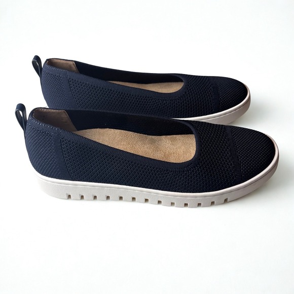 Vionic Shoes - Vionic Uptown Flats Womens 8.5 Navy Knit Skimmer Comfort Orthotic Shoes Slip On